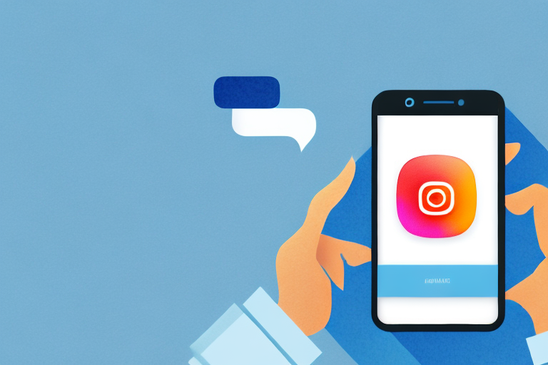 A smartphone displaying an instagram interface with a photo highlighted and an abstract symbol indicating deletion