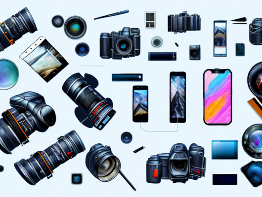 Various smartphones displaying different photography and retouching apps