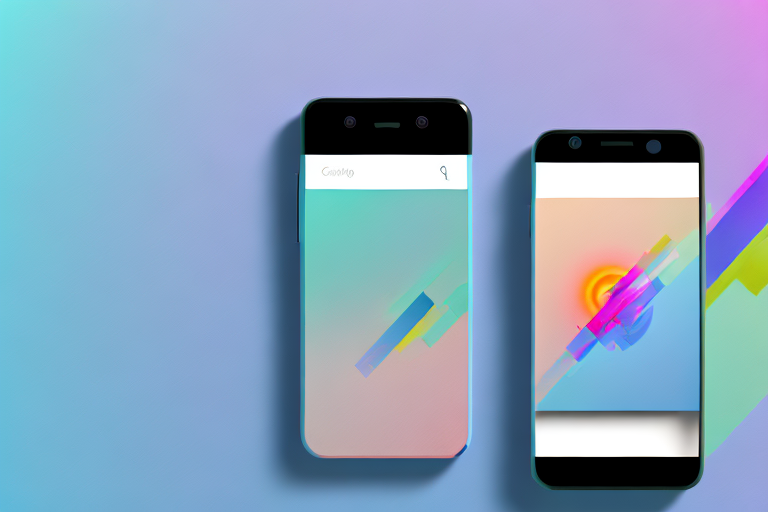 A smartphone displaying a vibrant and creative photography app interface