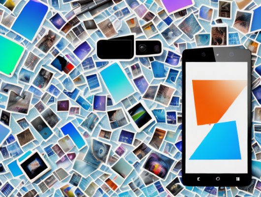 A smartphone with a vibrant screen displaying a photo being erased