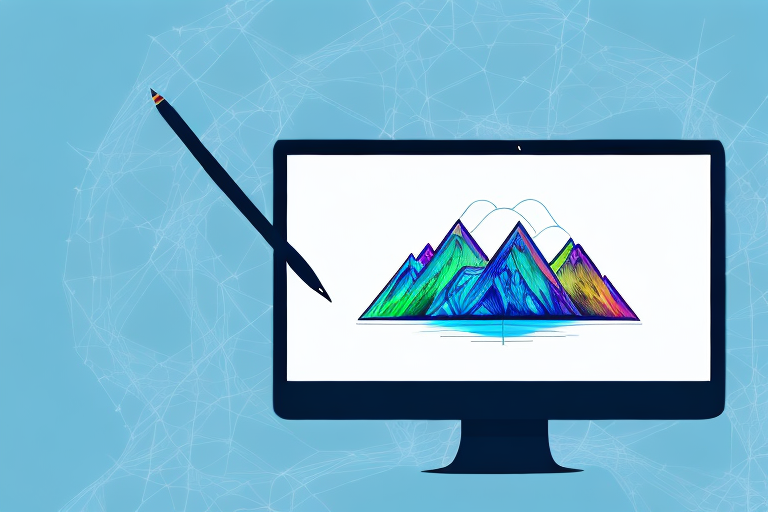 A computer screen displaying an image editing software with a landscape photo