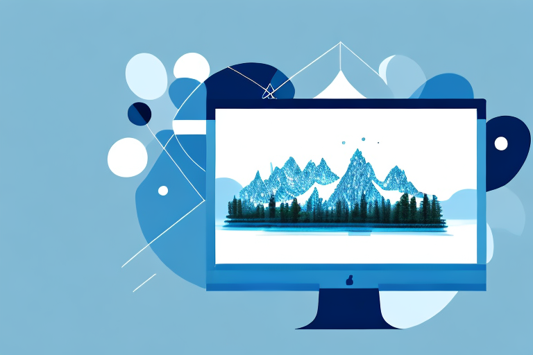 A computer screen displaying an image editing software with a picturesque landscape image