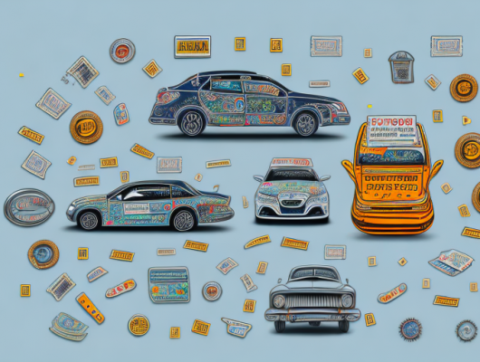 A car with price tags on it