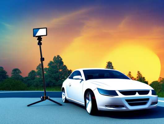 A car parked in a picturesque location