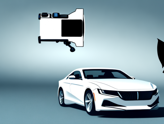 A camera on a tripod focusing on a sleek