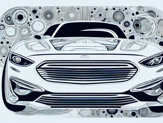 A car with different parts labeled in a stylish and detailed manner