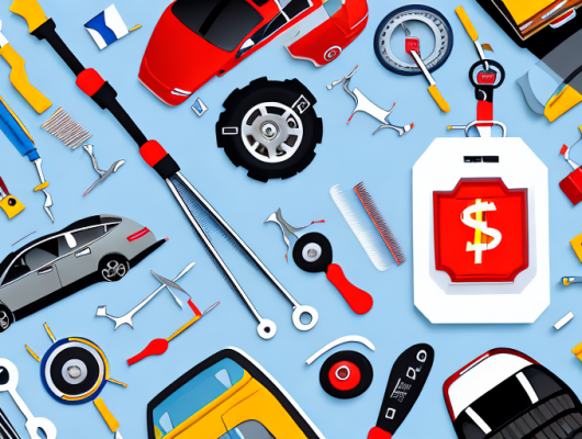 A car with price tags attached to it