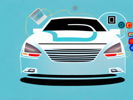 A car with an attached tag symbolizing it's for sale