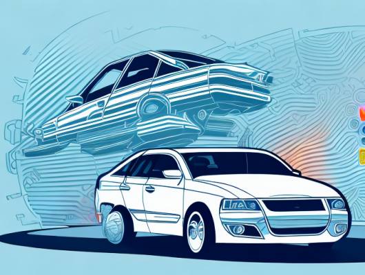 A car with various highlighted components