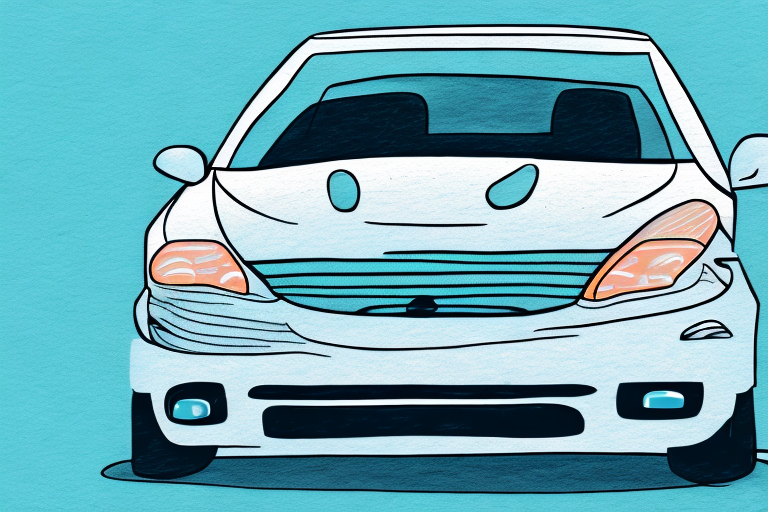 A car with blurred license plates parked on a city street