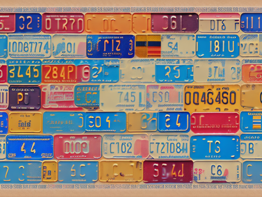 Several vintage german license plates arranged in a semi-circle