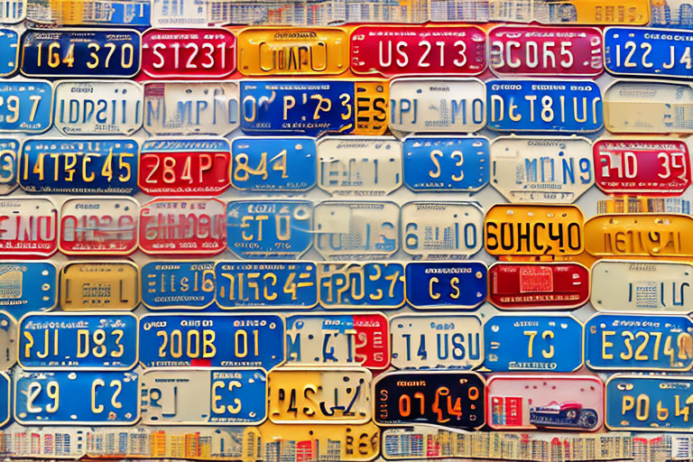 Various vintage german car license plates arranged in a collage