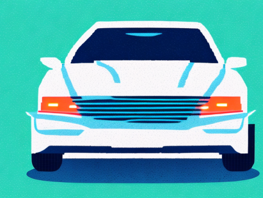 A blurred or pixelated license plate on a parked car