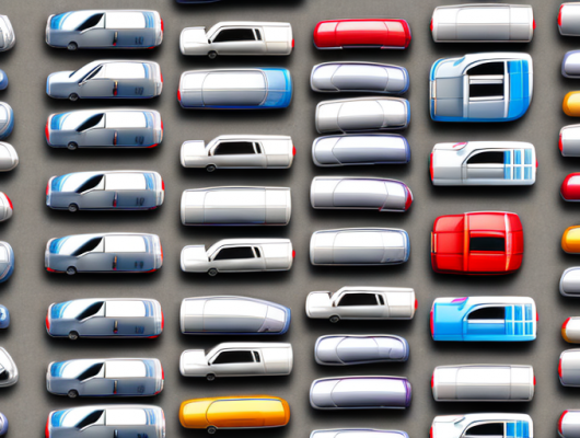 A parking lot with different cars and each car displaying a unique number plate