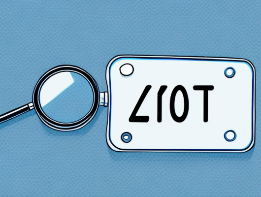 A magnifying glass zooming in on a car's license plate