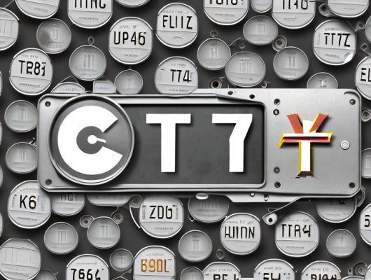 A film reel with various german license plates (kfz-kennzeichen) with the letter "t" incorporated into the scenes on the film strip