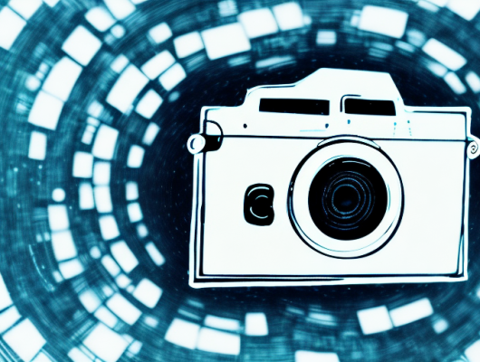 A camera with a blurred image on its digital screen