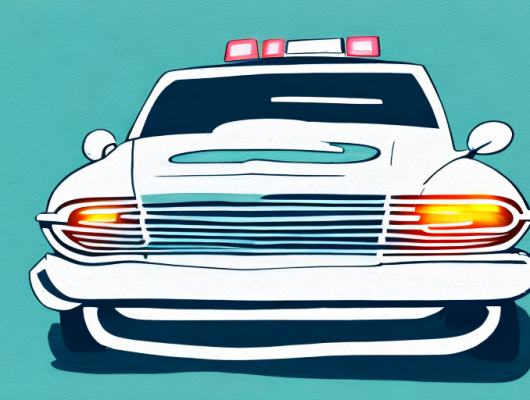 A blurred car license plate on a parked car in a city street setting