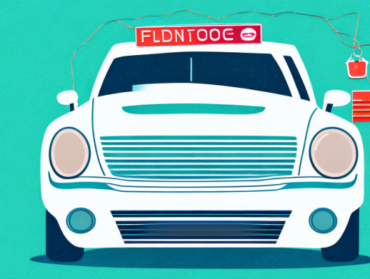 A car without a license plate in the foreground