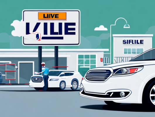 A car with a visible license plate in the foreground