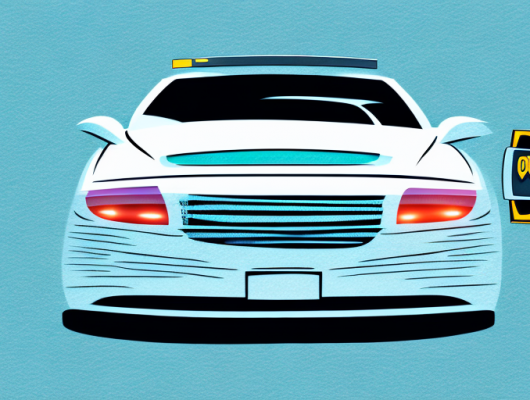 A car with a reflective license plate cover