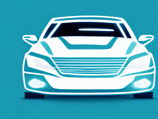 A car parked at night with its license plate illuminated