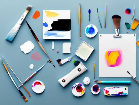 Various painting tools like brushes