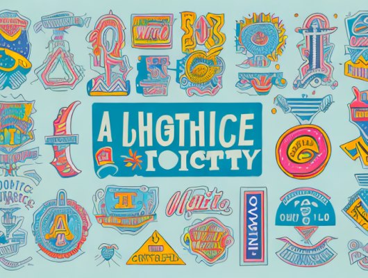 A variety of humorous and colorful signs in different shapes and sizes