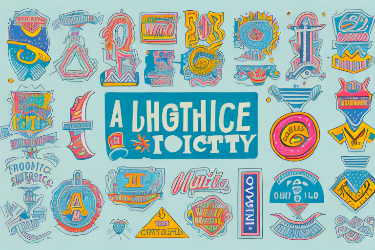 A variety of humorous and colorful signs in different shapes and sizes