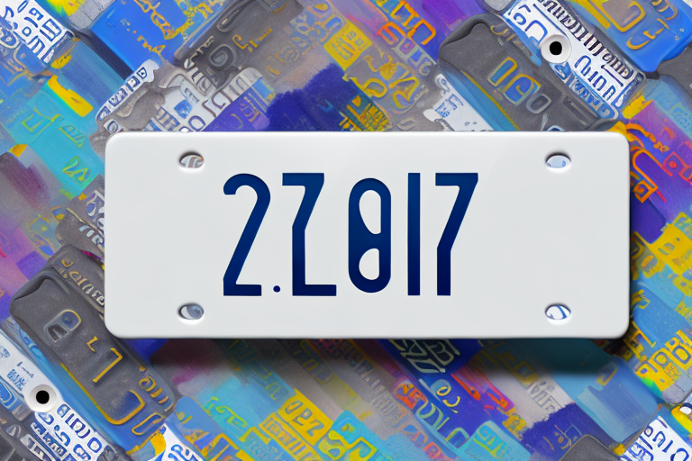 A custom license plate with a unique design and color scheme