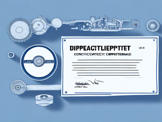 A vehicle registration document next to a car engine