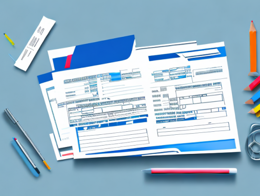 A vehicle registration document (fahrzeugschein) with various sections highlighted in different colors to indicate different information sections
