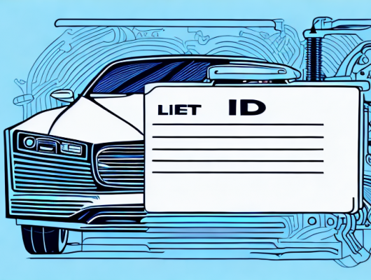A vehicle registration document next to a car with visible engine parts
