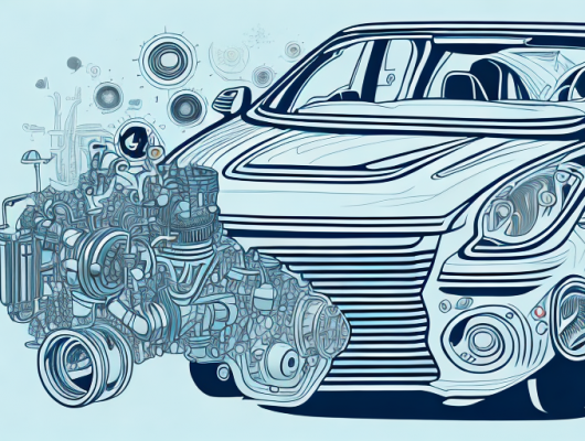 A car's engine with a focus on the cylinder