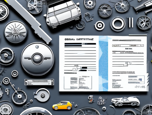A german vehicle registration document (fahrzeugschein) with various parts of it highlighted