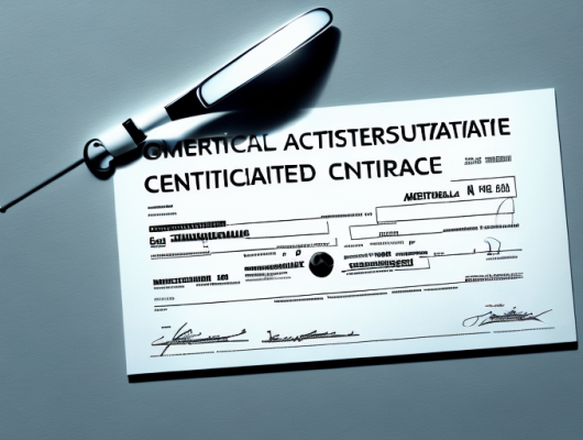 A german vehicle registration certificate (zulassungsbescheinigung teil 1) with a magnifying glass hovering over it