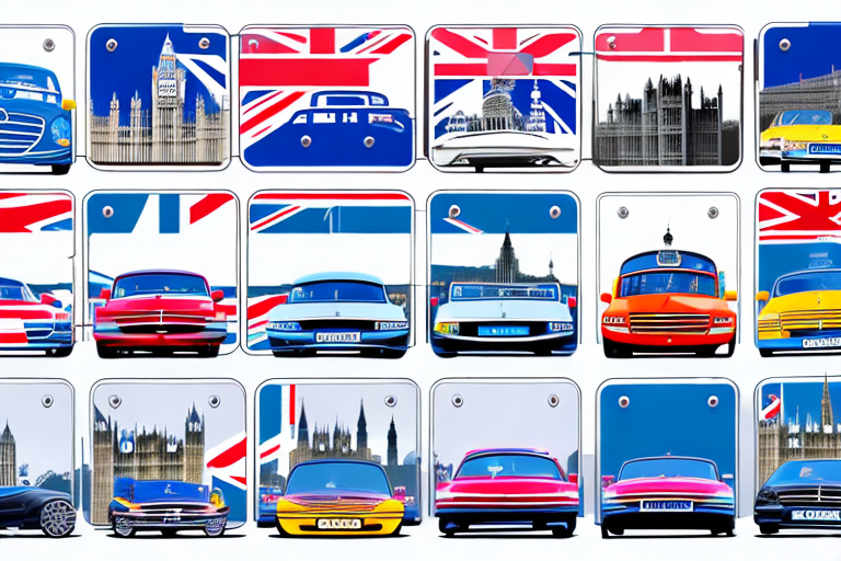 A variety of uk number plates on different cars