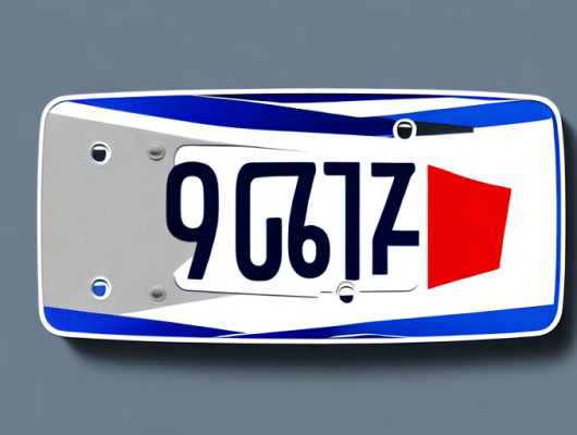 A car license plate with a blurred out registration number