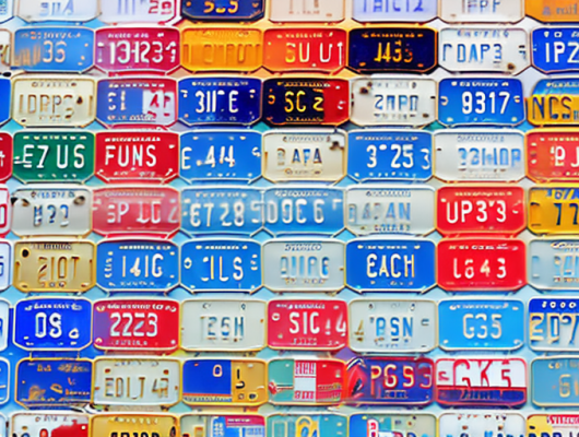 Various distinctive car license plates from different regions of england