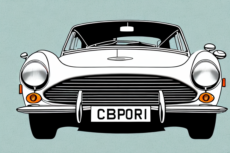 A classic british car with a focus on its license plate