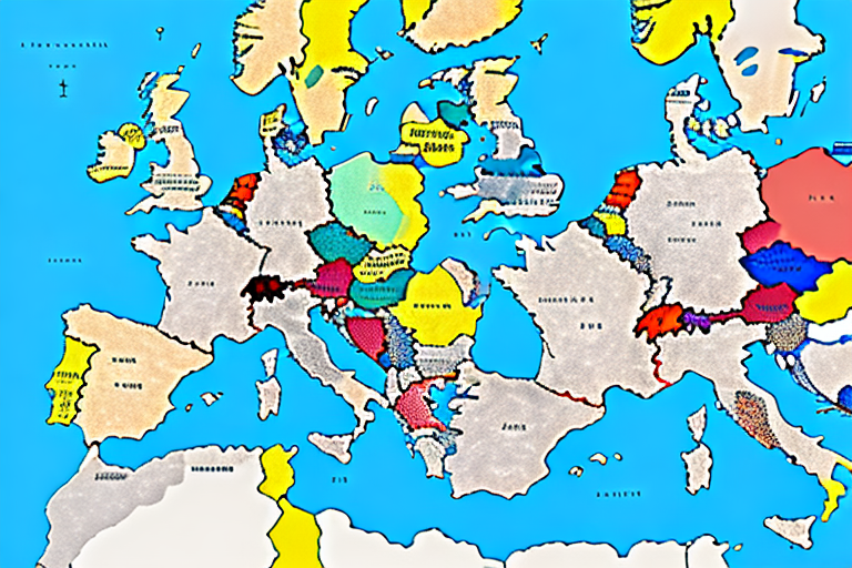 A map of europe with different types of vehicles (cars