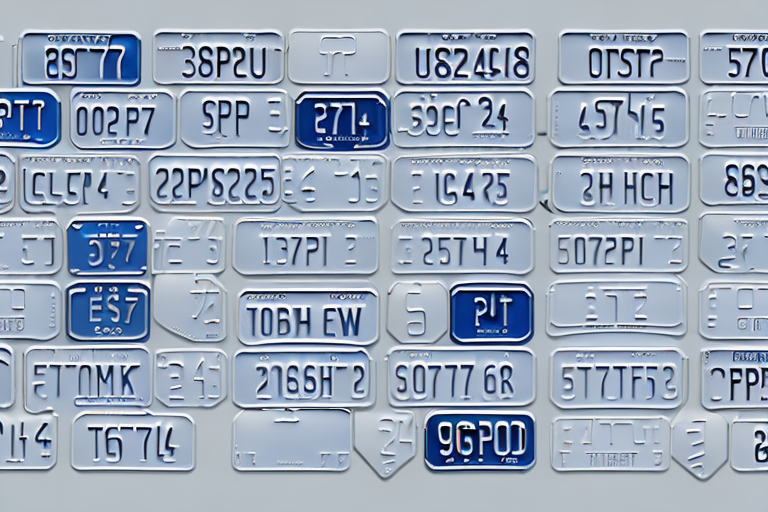 A few blank license plates of different shapes and sizes