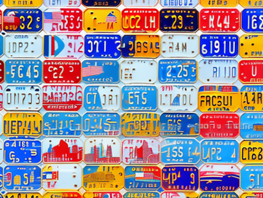 Various car license plates from different countries