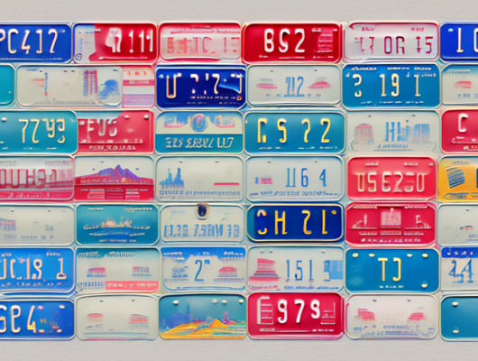 Various austrian license plates with distinctive features and colors