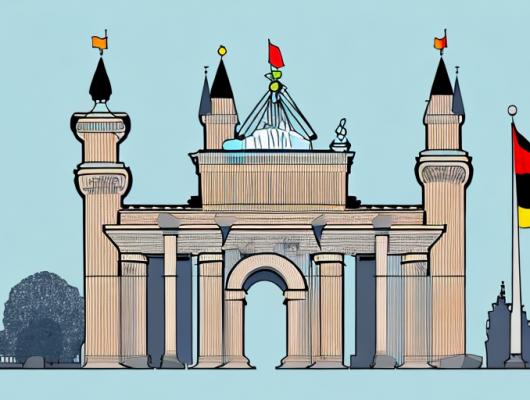 Various iconic german landmarks such as the brandenburg gate