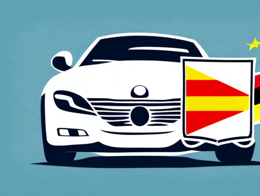 A car with a temporary license plate