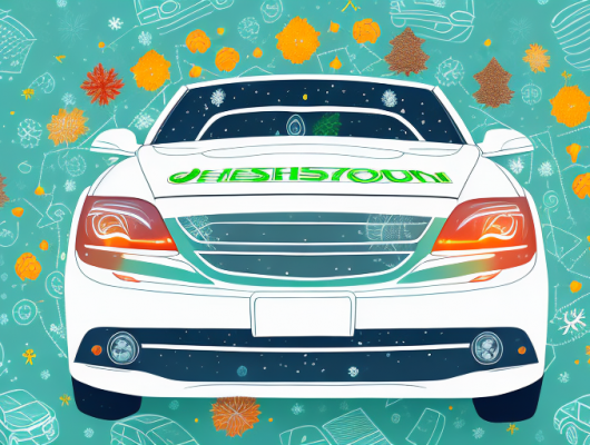 A car with a seasonal license plate