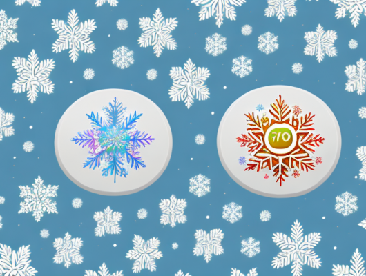 A car with a seasonal license plate surrounded by symbols of the four seasons (snowflakes for winter