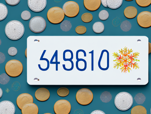 A car with a seasonal license plate surrounded by symbols of the four seasons