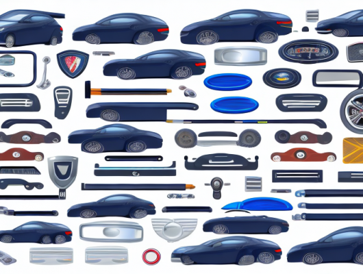 Various car parts such as steering wheel